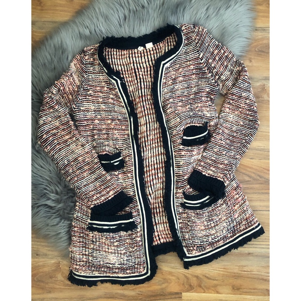 Anthropologie Navy & Pink Sweater